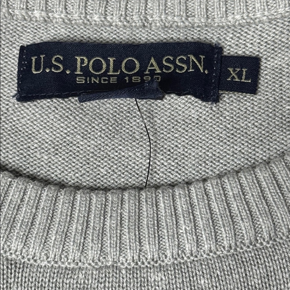 U.S. POLO ASSN HEATHER GREY MENS CHEST STRIPE CREWNECK SWEATER **NWT** - Picture 6 of 9